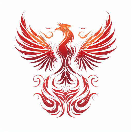 Red fire phoenix vector logo isolated on white