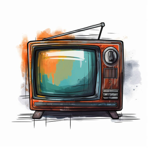 Television clipart in the style of Chiaroscuro Art, on a white background
