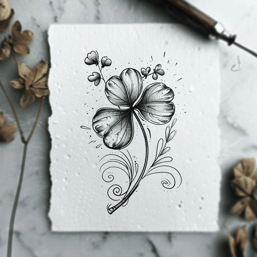 Modern 4 leaf clover with black and gray shading