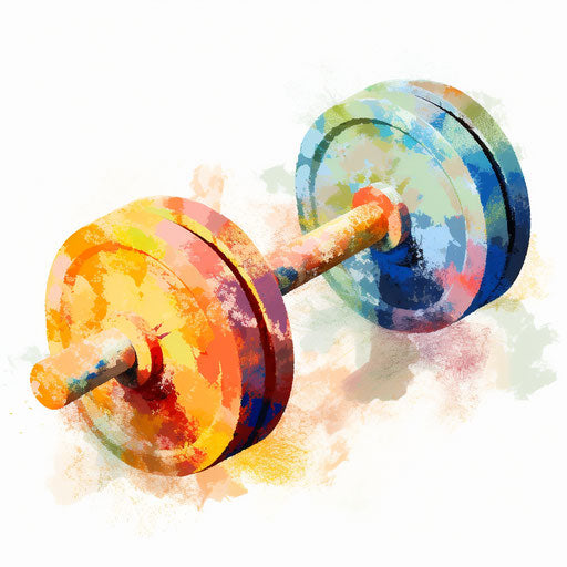Dumbbell in Impressionistic Art on white background