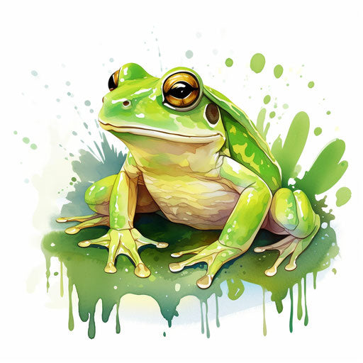 Cute frog clipart in the style of Oil painting, on a white background