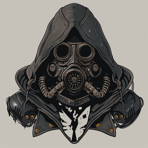 Dystopian metallic hood with dark colors