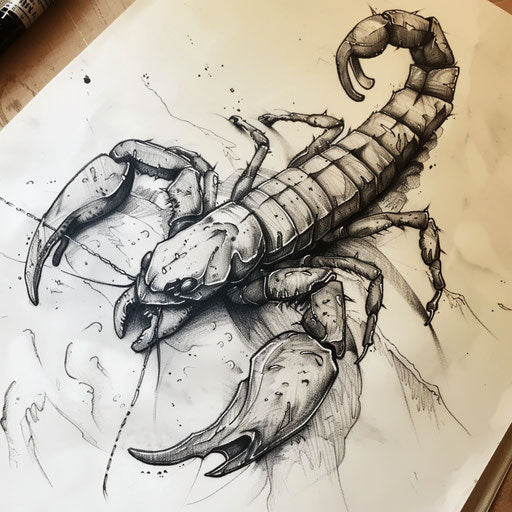 Dynamic Scorpion Tattoo Flash