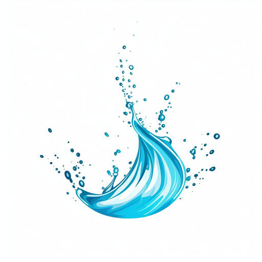 Water splash clipart in Minimalist style, on white background