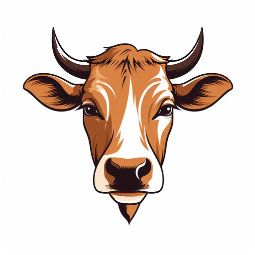 Minimalist cow head clipart on white background