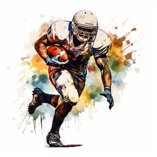 Football clipart in the style of an oil painting, on white background