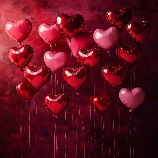 Valentine's Day backdrop with heart-shaped balloons