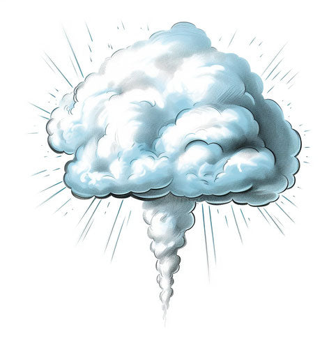 Cartoon lightning with a cloud