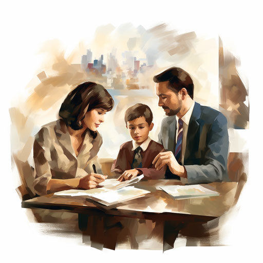 Parent-teacher meeting as Oil painting