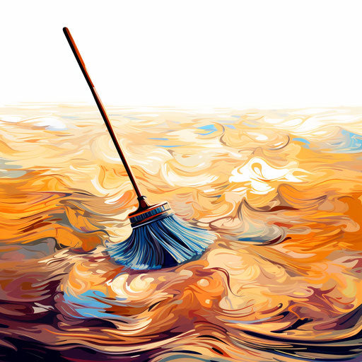Mop illustration in the style of Impressionistic Art on white background