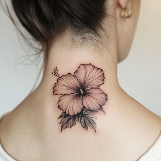 Hibiscus flower tattoo on Pure White Background