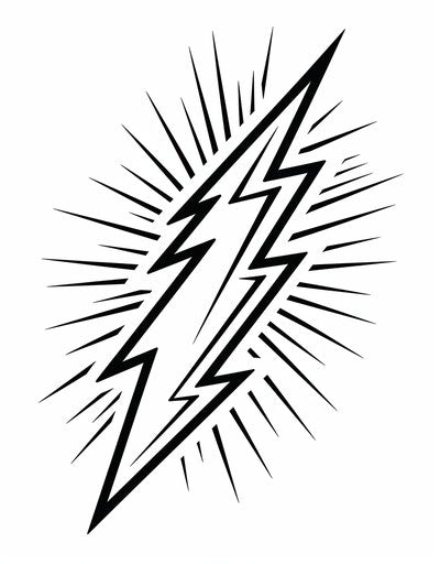 Lightning bolt outline coloring page, symbolic style, electric color 59:76