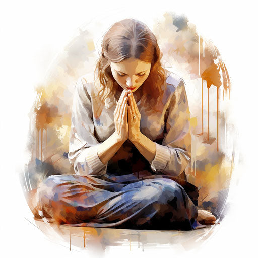 Praying illustration in the style of Impressionistic Art