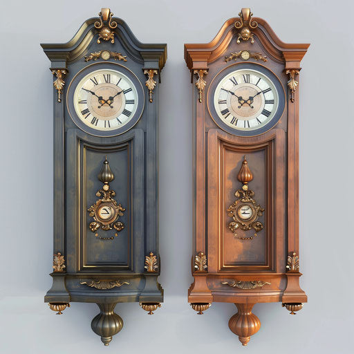 Realistic grandfather clock clipart on white background