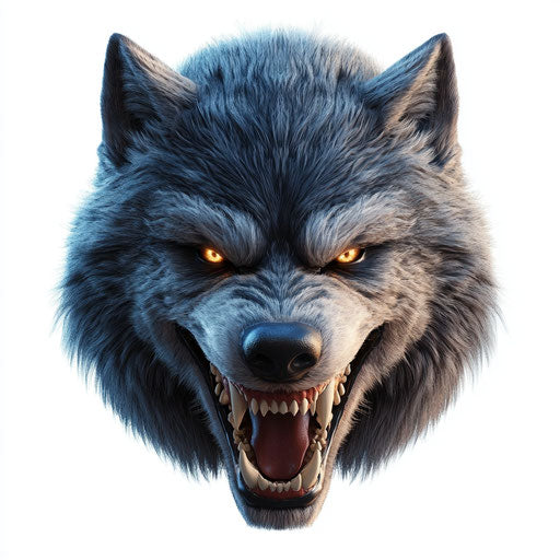 3D werewolf in photo realistic style on flat white background
