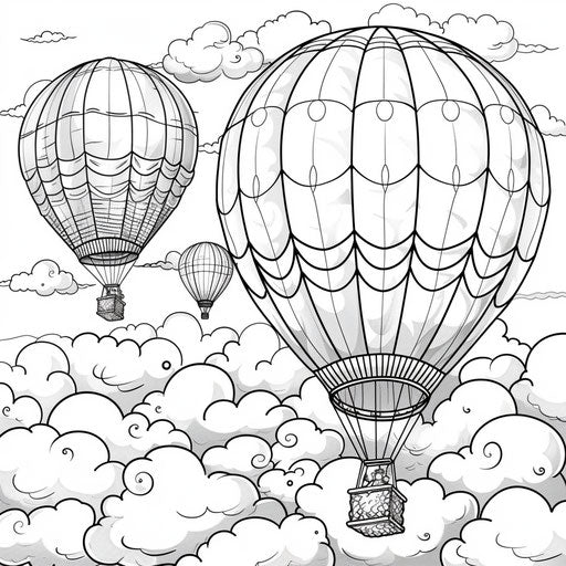 Hot air balloon race among the clouds
