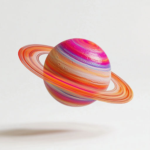 3D saturn on flat white background, isolated clipart