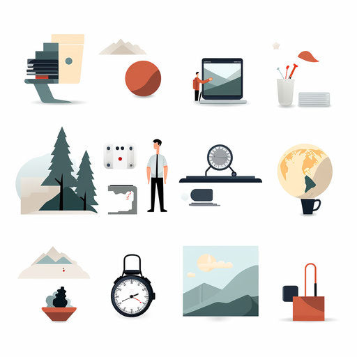 Minimalist style resources clipart on white background