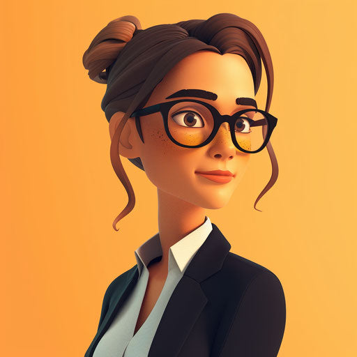 Realistic teacher clipart on orange background, bold shadows