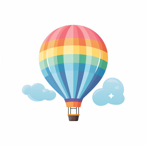 Minimalist style hot air balloon clipart on white background