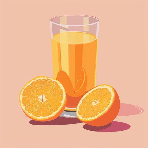 Realistic orange juice on dark rose background