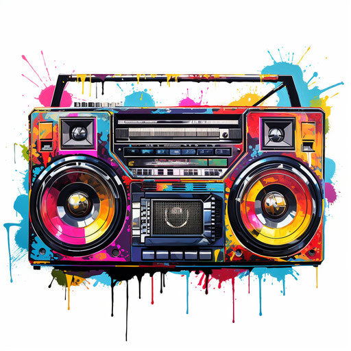 Boombox clipart in the style of Oil painting, on a white background