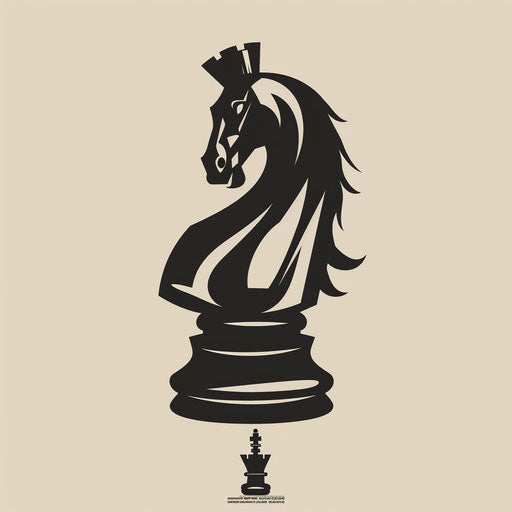 Elegant flat tattoo sketch of a chess knight in mid-jump