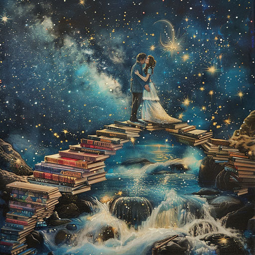 Book bridge over river of stars