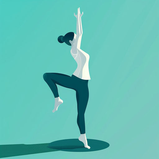 Realistic yoga clipart on flat turquoise background