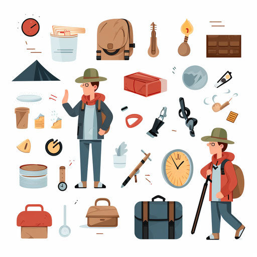 Minimalist scavenger hunt illustration on a white background