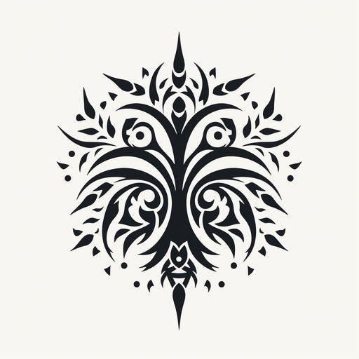 Tribal star tattoo designs with tree, masks, totems