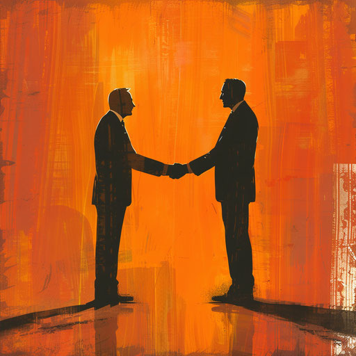 Businessman sealing a groundbreaking partnership