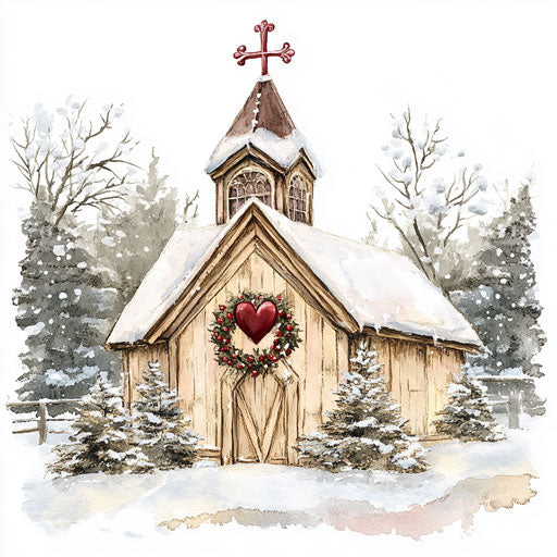 Beloved country chapel with winter decoration