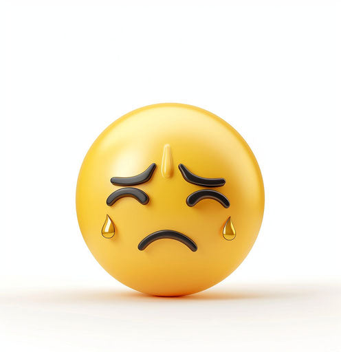 Sad crying emoji on plain blank background 27:28