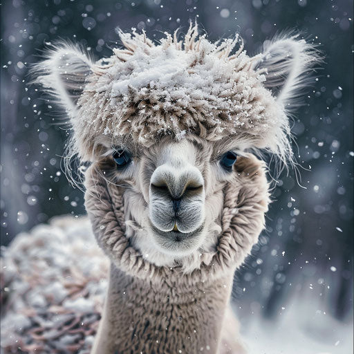 An alpaca's first encounter with snow