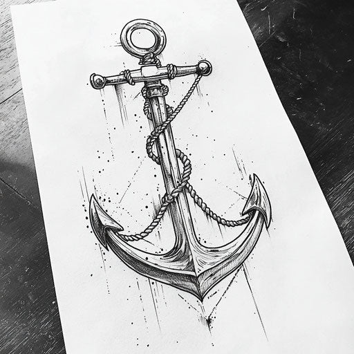 Simple tattoo design for men, stylized anchor and rope