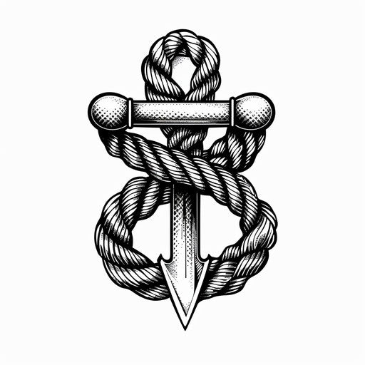 Sailor knot tattoo in geometric blackwork style, symbolizing strength and unity