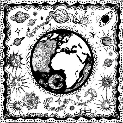 Earth with traditional patterns drawing