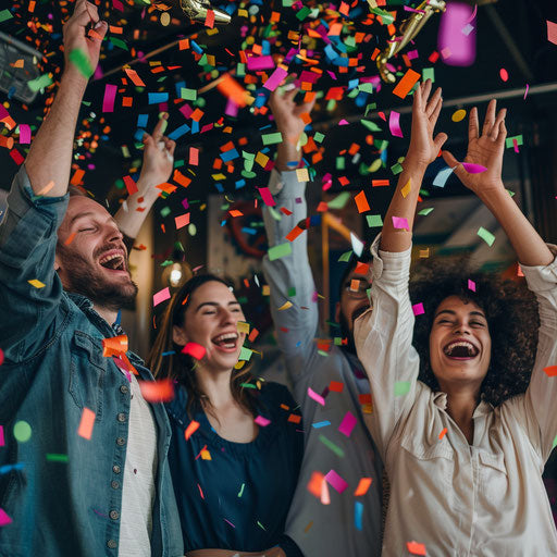 Startup team celebrating vibrant project success