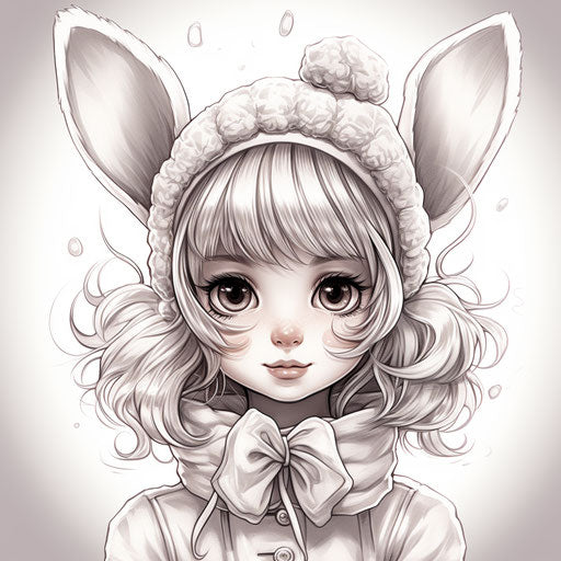 Girl in Bunny Costume Coloring Pages