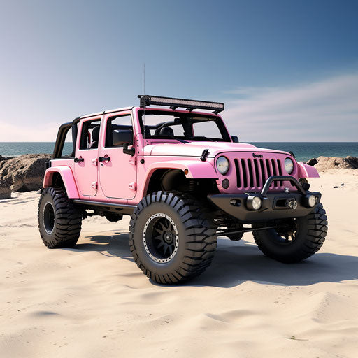 Old light pink metallic jeep
