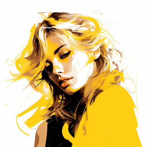 Chiaroscuro Art inspired yellow clipart on white background