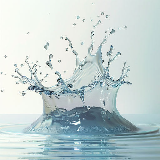Water splash in photo realistic style with flat random background