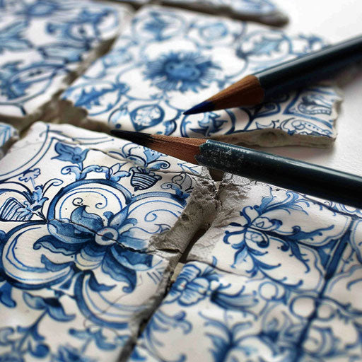 Detailed design of a Roman mosaic in blue and white