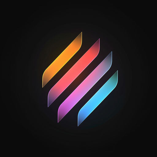 Neon logo with minimalist design and pastel neon colors, on clean black background