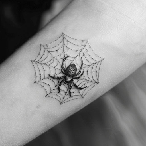 Realistic spider web with a patient spider