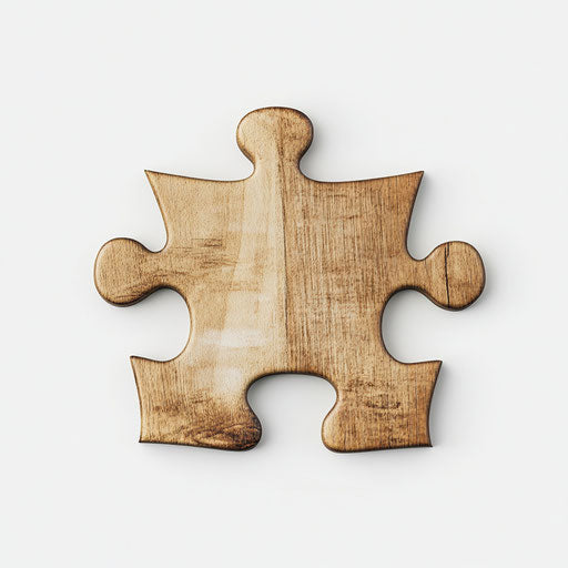 3D puzzle piece on flat white background in realistic style