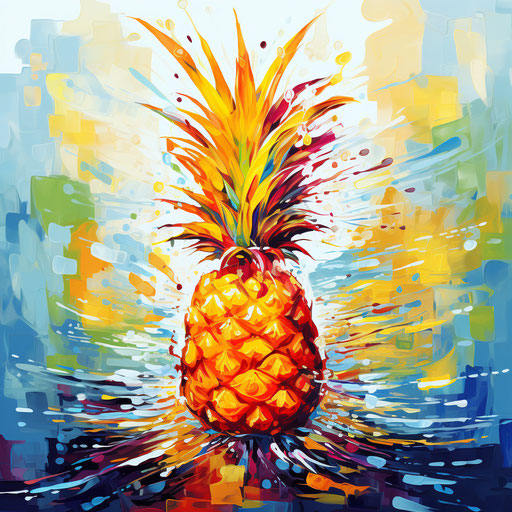 Pineapple clipart in the style of Impressionistic Art, on white background