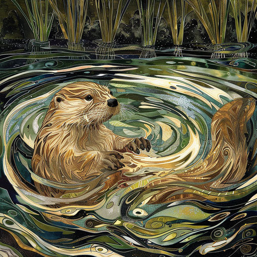 Otter tracing elegant swirls in the water