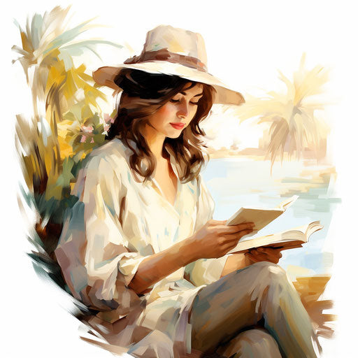 Reading illustration in the style of Oil painting